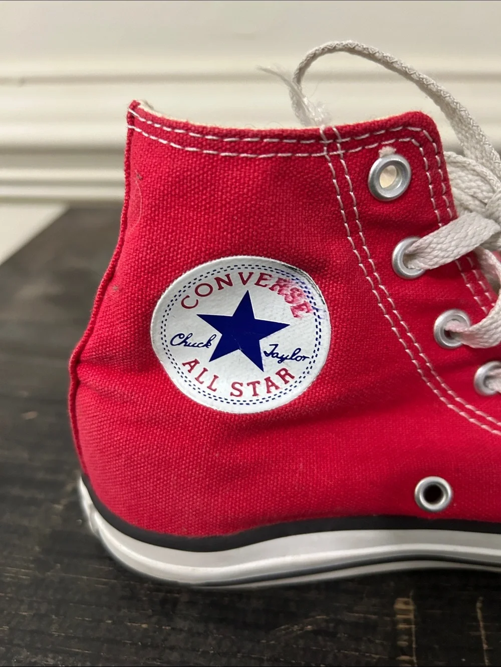 Converse Kids Red High-Top Canvas Sneakers with White Laces